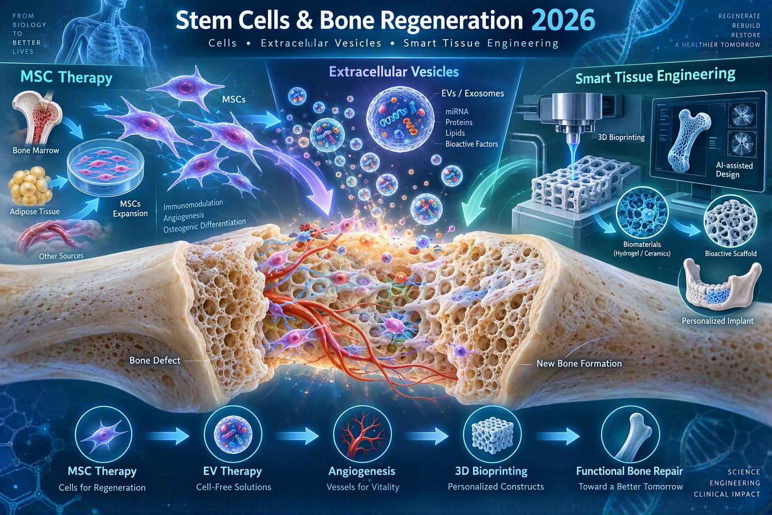 Stem Cells and Bone Regeneration in 2026: From Mesenchymal Stromal Cells to Cell-Free Therapies and Intelligent Tissue Engineering